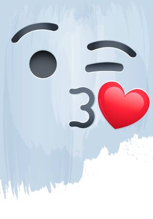 Kissing Mouth Smile Emotion Face on paint background vector illustrationのイラスト素材
