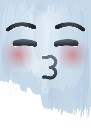 Kissing Mouth Smile Emotion face on paint background vector illustrationのイラスト素材