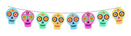 Sugar Skull Day of the Death Traditional vector crafted decorations.のイラスト素材
