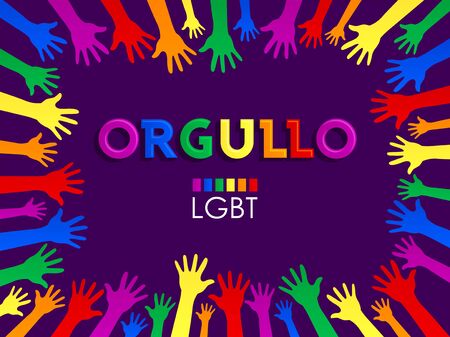 Orgullo, Pride Spanish text LGBT Support vector banner Design.のイラスト素材