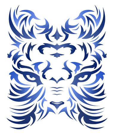 Tiger Abstract Beast Tatto style tribal vector illustration.のイラスト素材