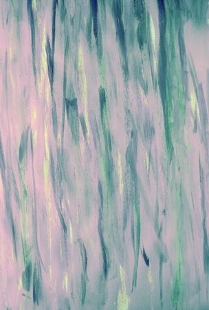 Green and Pink Color Paint Strokes on Canvas Surface.の写真素材