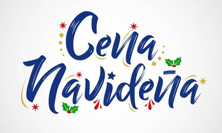 Cena Navidena, Christmas Dinner spanish text, vector design.のイラスト素材