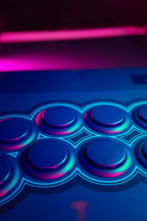 Arcade Stick Buttons, Gamming controls colorful RGB lights.