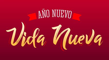Ano Nuevo Vida Nueva, New Year New Life Spanish Text Vector Design.のイラスト素材