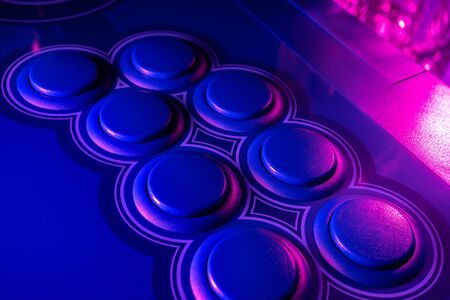 Arcade Stick Buttons, Gamming controls colorful RGB lights.の写真素材