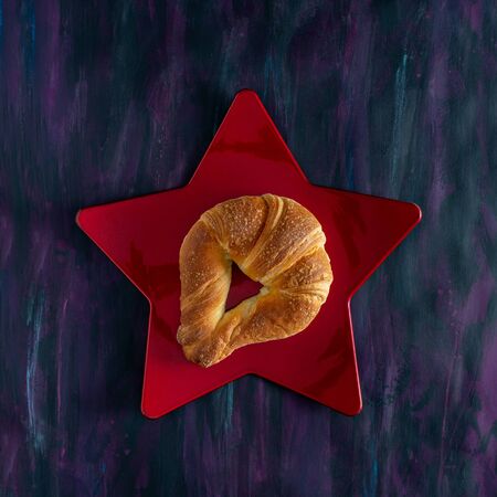 Mexican Cuernito Bread, Sugar Croissant on Star Tray.の写真素材