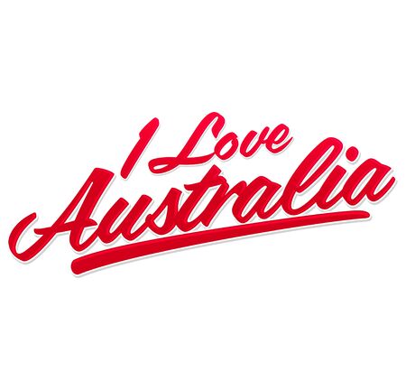 I Love Australia, vector lettering, emblem typographic design.のイラスト素材