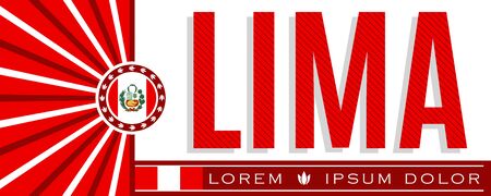 Lima Peru Patriotic Banner design Peruvian flag colors vector illustrationのイラスト素材