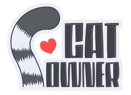 Cat Owner, Feline Tail emblem, lettering vector design.のイラスト素材