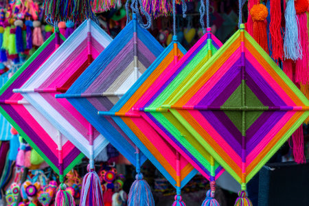 Mandala God Eye Mexican Crafts in Sayulita Mexico, street decoration.
