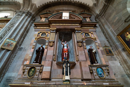 Interior of a Catholic Church in Guanajuato Mexico.の写真素材