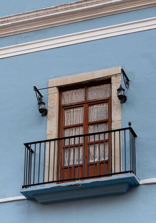 Mexican Classic Colonial Style Window Balcony in Guanajato Mexico.の写真素材