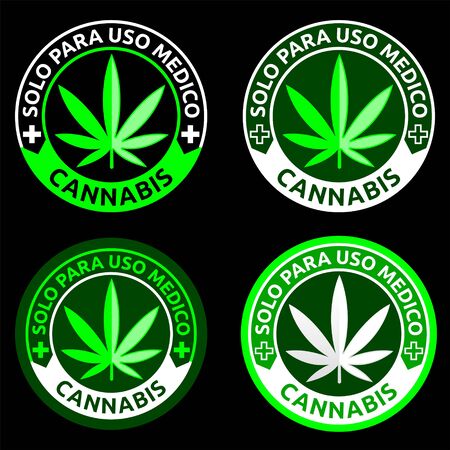 Cannabis, Solo para uso Medico, Only for Medical use spanish text, Medical Marijuana emblem.のイラスト素材