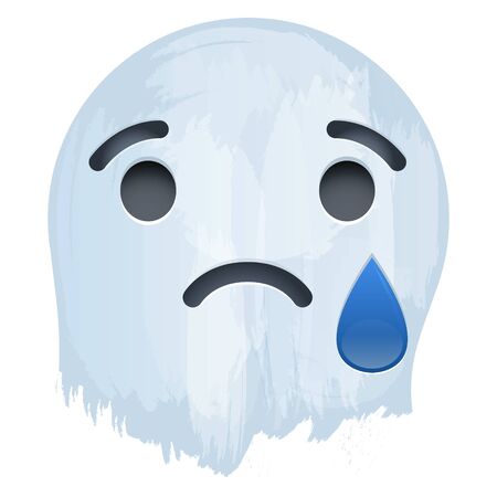 Crying Sad Emotion Face on paint wall vector illustrationのイラスト素材