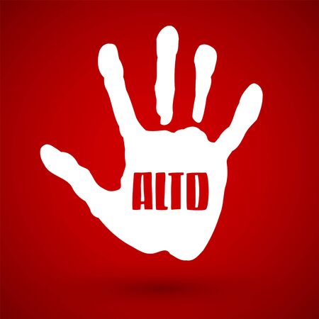 Alto, Stop Spanish text Hand vector illustration.のイラスト素材