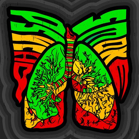 Psycho Smoke vector illustration in Crazy Psychedelic Style.のイラスト素材