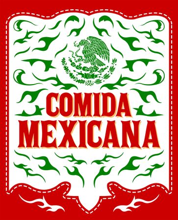 Comida Mexicana, Mexican Food spanish text Menu and Sign illustrationのイラスト素材