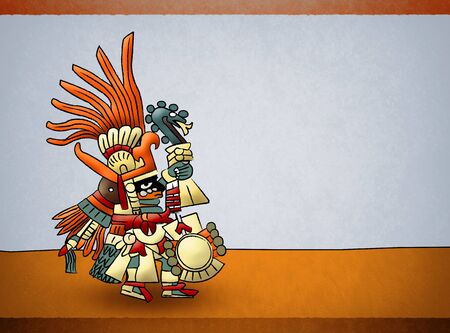 Huitzilopochtli Mayan Aztec Deity God of Sun Illustration.の写真素材