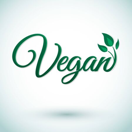 Vegan Vector icon design Emblem with leaves.のイラスト素材