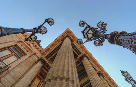 Capital of Columns and Street Lanterns in Guanajuato Mexico.の写真素材