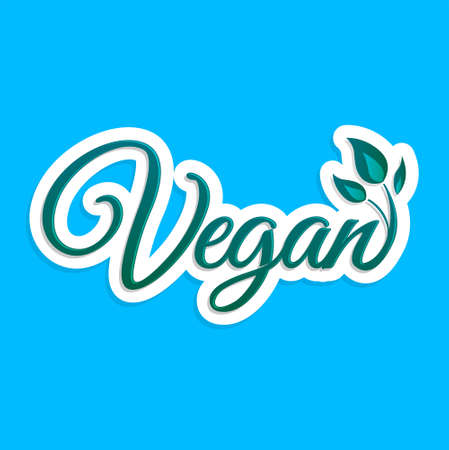 Vegan Vector icon design Emblem with leaves.のイラスト素材