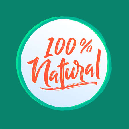 100% Natural rounded vector emblem design.のイラスト素材