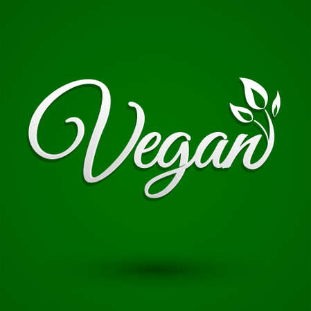 Vegan Vector icon design Emblem with leaves.のイラスト素材