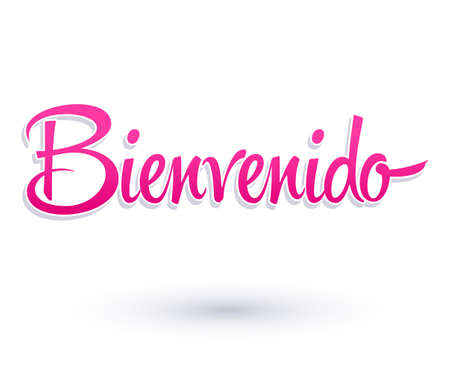 Bienvenido, Welcome Spanish text Hand lettering vector illustration.のイラスト素材