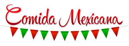 Comida Mexicana, Mexican Food spanish text vector illustration.のイラスト素材
