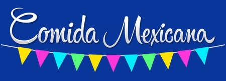 Comida Mexicana, Mexican Food spanish text vector illustration.のイラスト素材