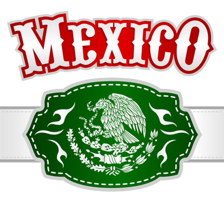 Mexico emblem Western style, Mexican theme vector design.のイラスト素材