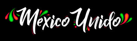 Mexico Unido United Mexico spanish text vector design, together celebration.のイラスト素材