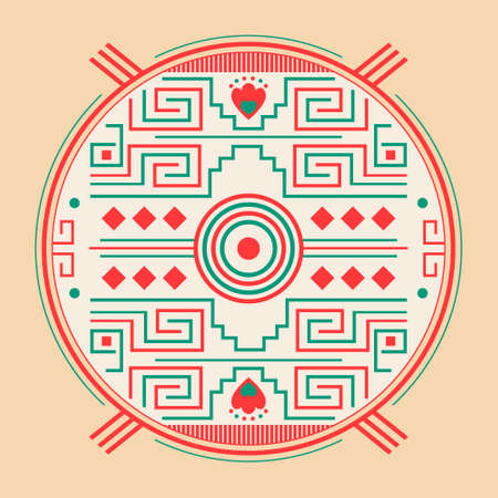 Mayan Aztec Style Emblem design, Maya iconography.のイラスト素材