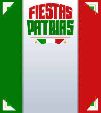 Fiestas Patrias, National Holidays spanish text, Mexico theme patriotic celebration banner, Mexican flag color.のイラスト素材