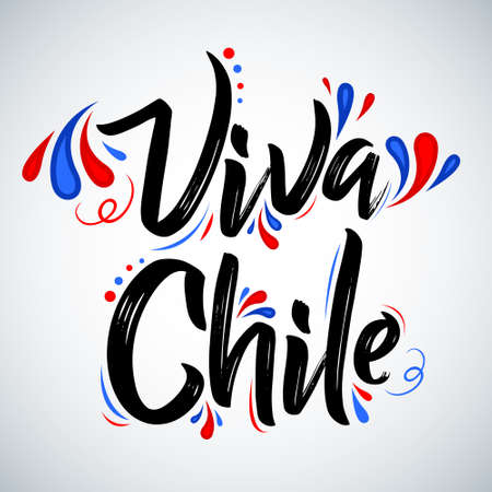 Viva Chile Translation: Long Live Chile, Traditional Chilean Celebration.のイラスト素材