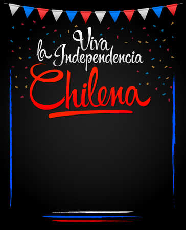 Viva la independencia Chilena, Long live Chilean independence spanish text, Chile theme patriotic celebration.のイラスト素材