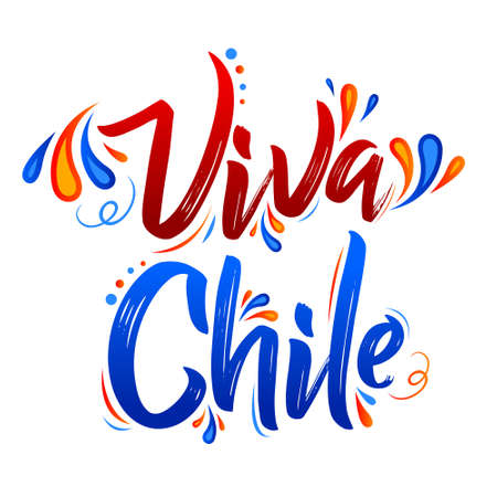 Viva Chile Translation: Long Live Chile, Traditional Chilean Celebration.のイラスト素材