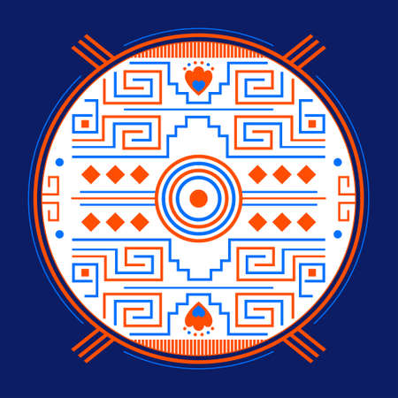 Mayan Aztec Style Emblem design, Maya iconography.のイラスト素材