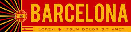 Barcelona Spain Banner design, typographic vector illustration, Spanish Flag colors.のイラスト素材