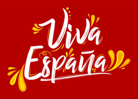 Viva Espana, Long Live Spain Spanish text, flag colors vector illustration.のイラスト素材