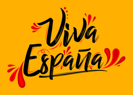 Viva Espana, Long Live Spain Spanish text, flag colors vector illustration.のイラスト素材