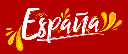 Espana Spain Spanish text,Patriotic Banner design flag colors vector illustration.のイラスト素材