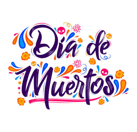 Dia de Muertos, Day of Dead spanish text Celebration vector illustration.のイラスト素材