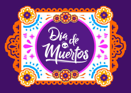 Dia de Muertos, Day of Dead spanish text Offering vector illustration.のイラスト素材