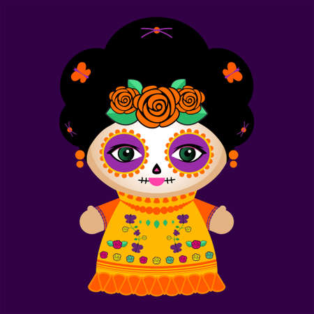 Day Of The Dead Classic Mexican Catrina Doll vector illustration.のイラスト素材