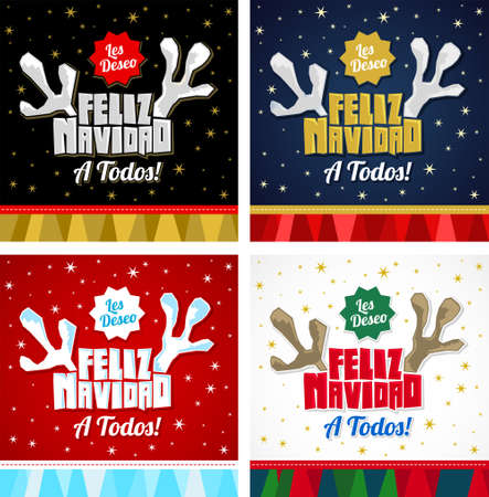 Les deseo Feliz Navidad a Todos, I Wish Merry Christmas to All spanish text, christmas vector collection.のイラスト素材