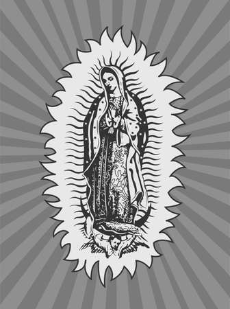 Virgin of Guadalupe, Mexican Virgen de Guadalupe vector composition.のイラスト素材