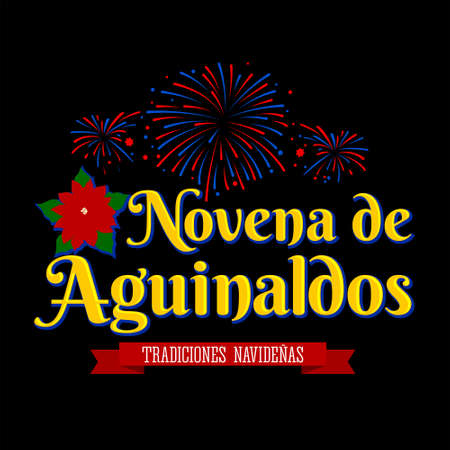 Novena de aguinaldos, Ninth of Bonuses Spanish text, Christmas tradition in Colombia.のイラスト素材