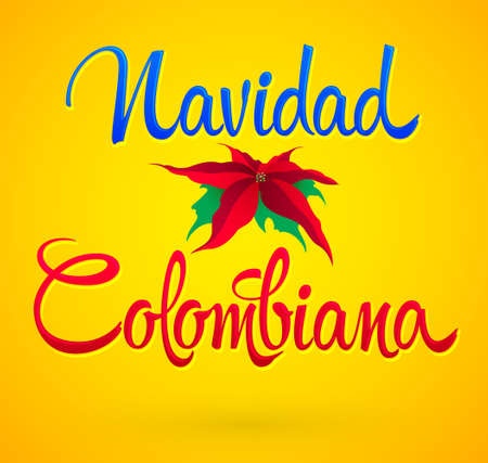 Navidad Colombiana, Colombian Christmas spanish text, Vector Holiday design.のイラスト素材
